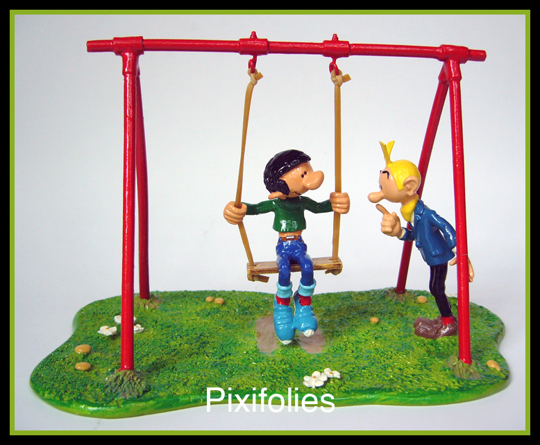 Pixi FRANQUIN : GASTON N°3 Gaston sur sa Balançoire à élastiques avec Fantasio