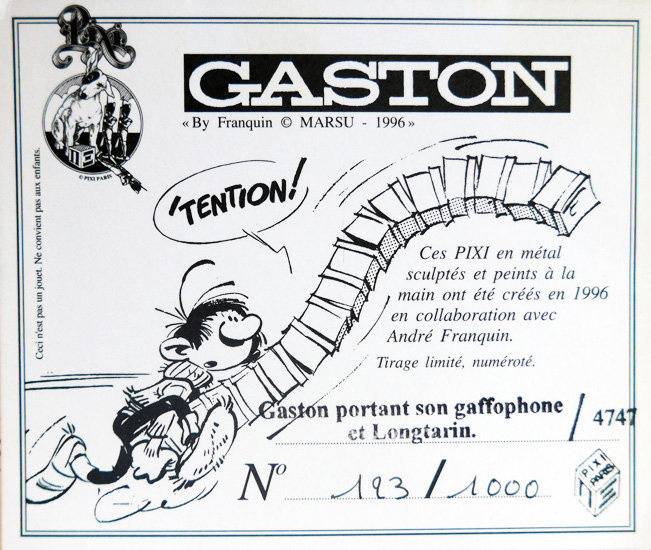 Figurine Pixi - Gaston N°2 "Gaston Qui A Fabriqué Son Trombone" - BD Franquin - Plomb