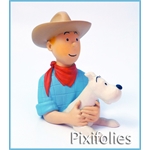 Pixi HERGÉ : Résines Patrick Regout Petit buste Tintin Cow-boy et Milou