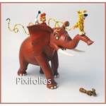 Pixi FRANQUIN : Marsupilami Spirou et le Marsupilami chevauchant l'Eléphant avec Spip courant