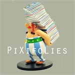 Pixi UDERZO : Astérix / Collectoys Résine Obélix tenant une pile de Livres