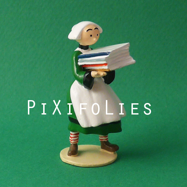 Figurine Becassine piles de livres LA GAUTIER Collection Origine Bécassine
