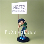 Pixi FRANQUIN : Gaston / Collectoys Résine Gaston et sa Pancarte " SIESTE OBLIGATOIRE "