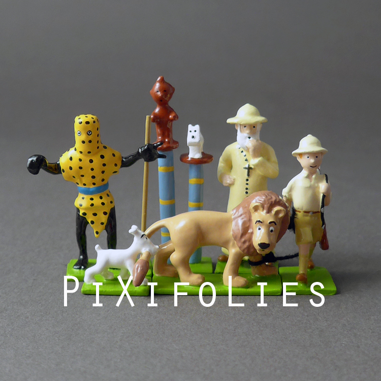 Lot - HERGE - PIXI - TINTIN  Tintin Collection Les objets du mythe : La  boîte à cigares . Figurine en plomb, peinte à la main. Modèle N°