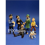 Pixi HERGÉ : Grands Modèles Tintin, Haddock, Dupont (debout), Dupond (assis), Tournesol et Milou