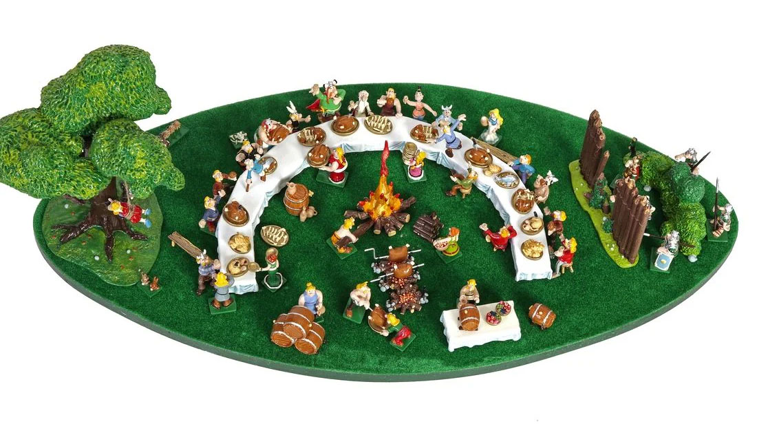 Pixi UDERZO : Mini & Village Astérix Le Banquet d'Astérix / Bte N° 1,2,3,4,5 + plateau ovale